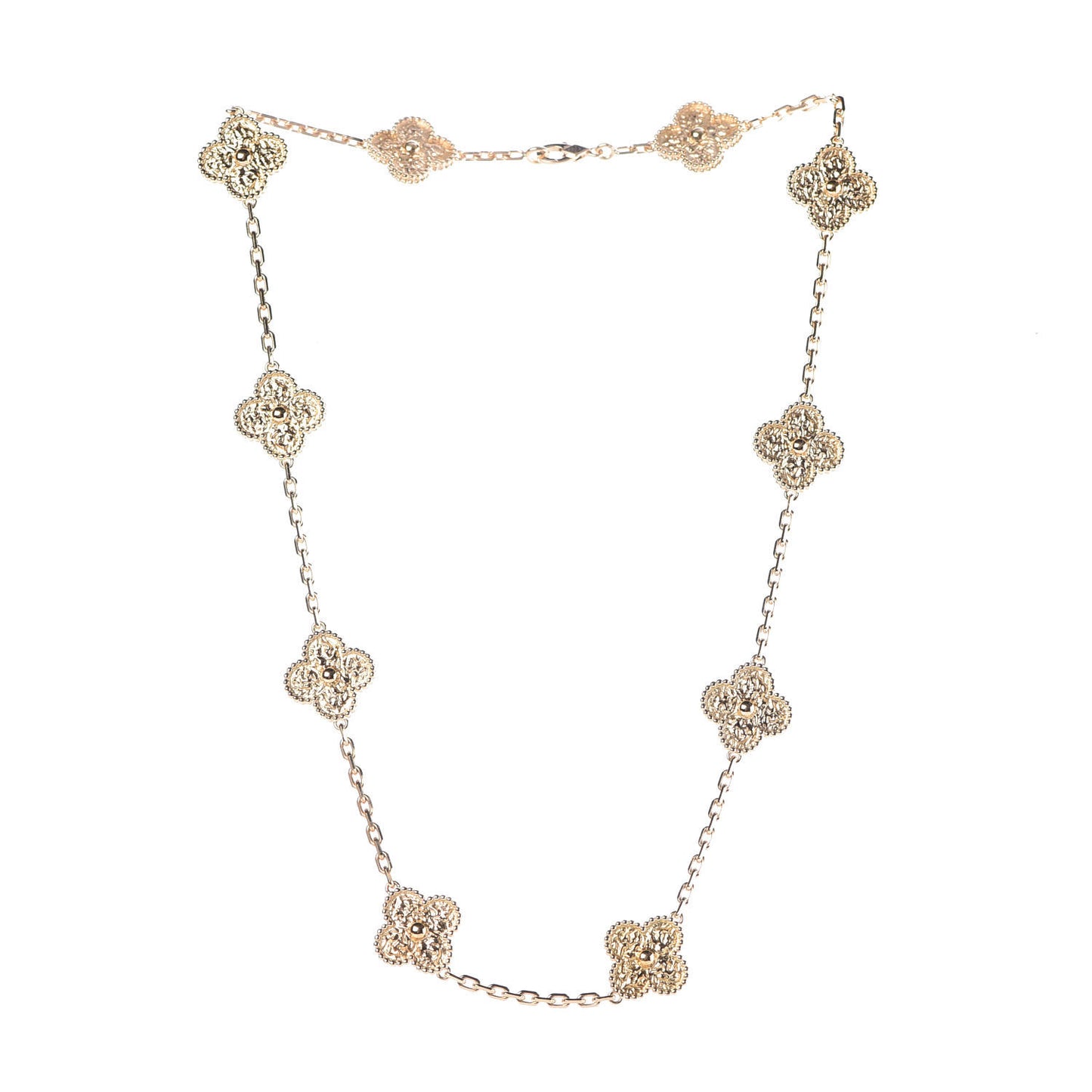 18K Yellow Gold 10 Motifs Vintage Alhambra Necklace