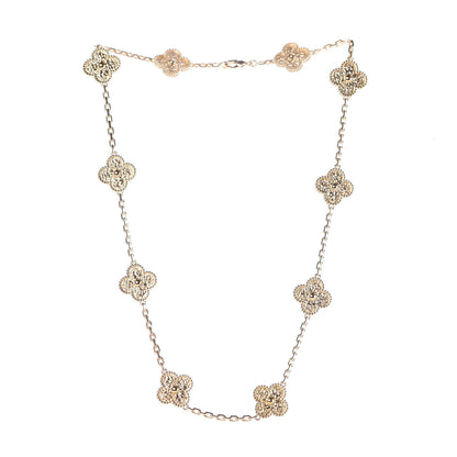 Van Cleef & Arpels 18K Yellow Gold 10 Motifs Vintage Alhambra Necklace 3 of 6