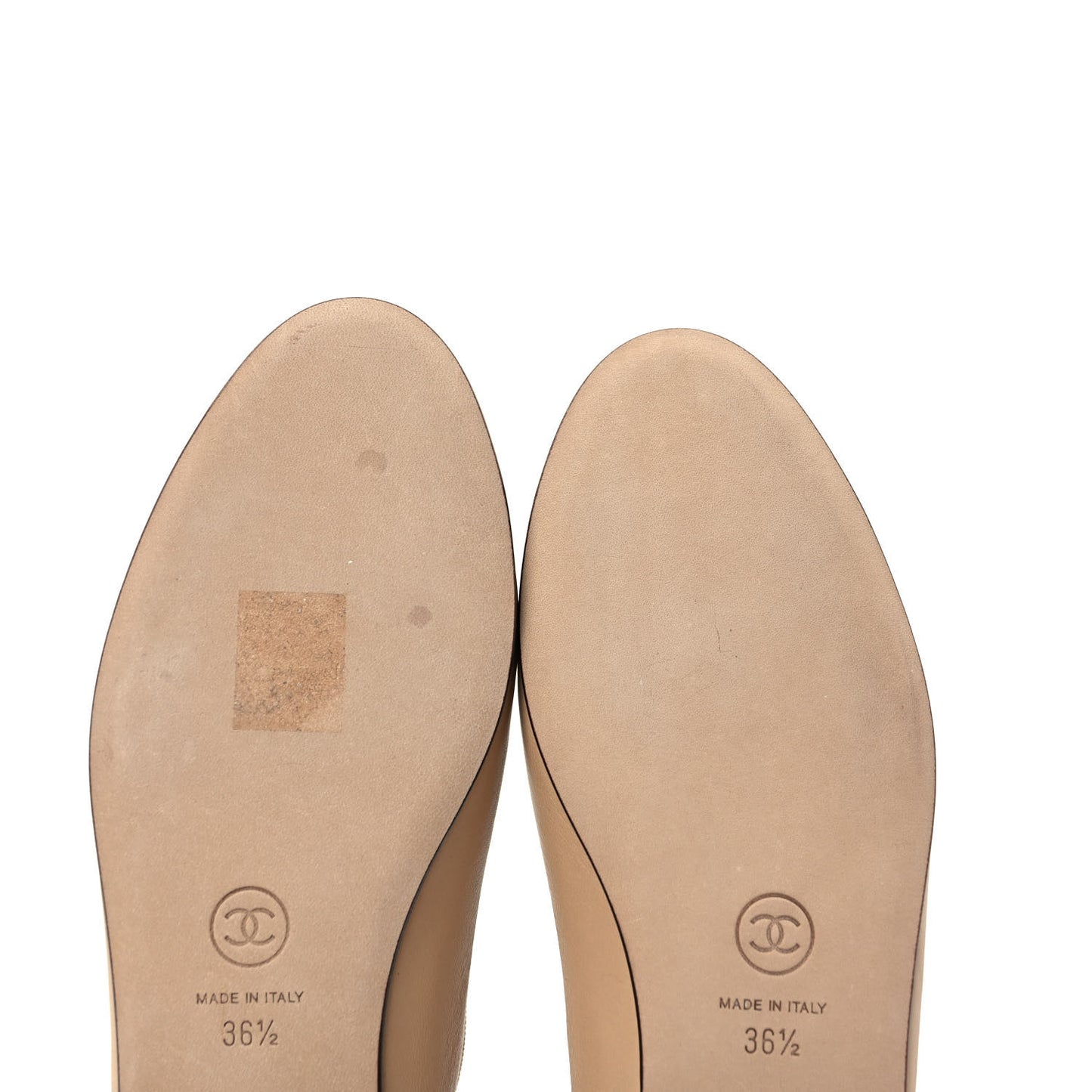 Lambskin Cap Toe CC Ballerina Flats 36.5 Beige Black