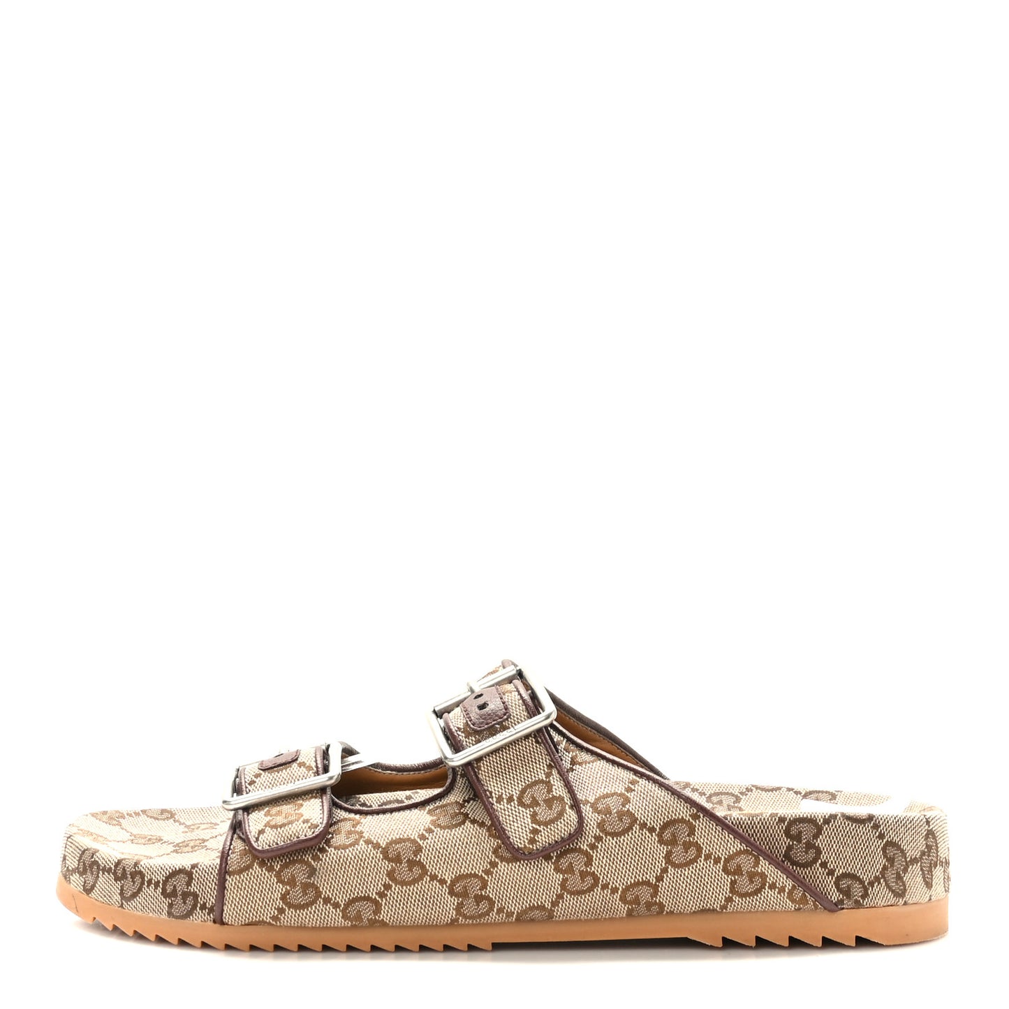 GG Monogram Lavaredo Eco Fabric Mens Slide Sandals With Straps 10 Beige Ebony Light Brown