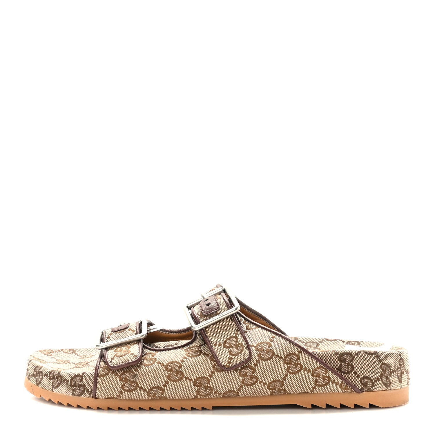 Gucci GG Monogram Lavaredo Eco Fabric Mens Slide Sandals With Straps 10 Beige Ebony Light Brown 1 of 8