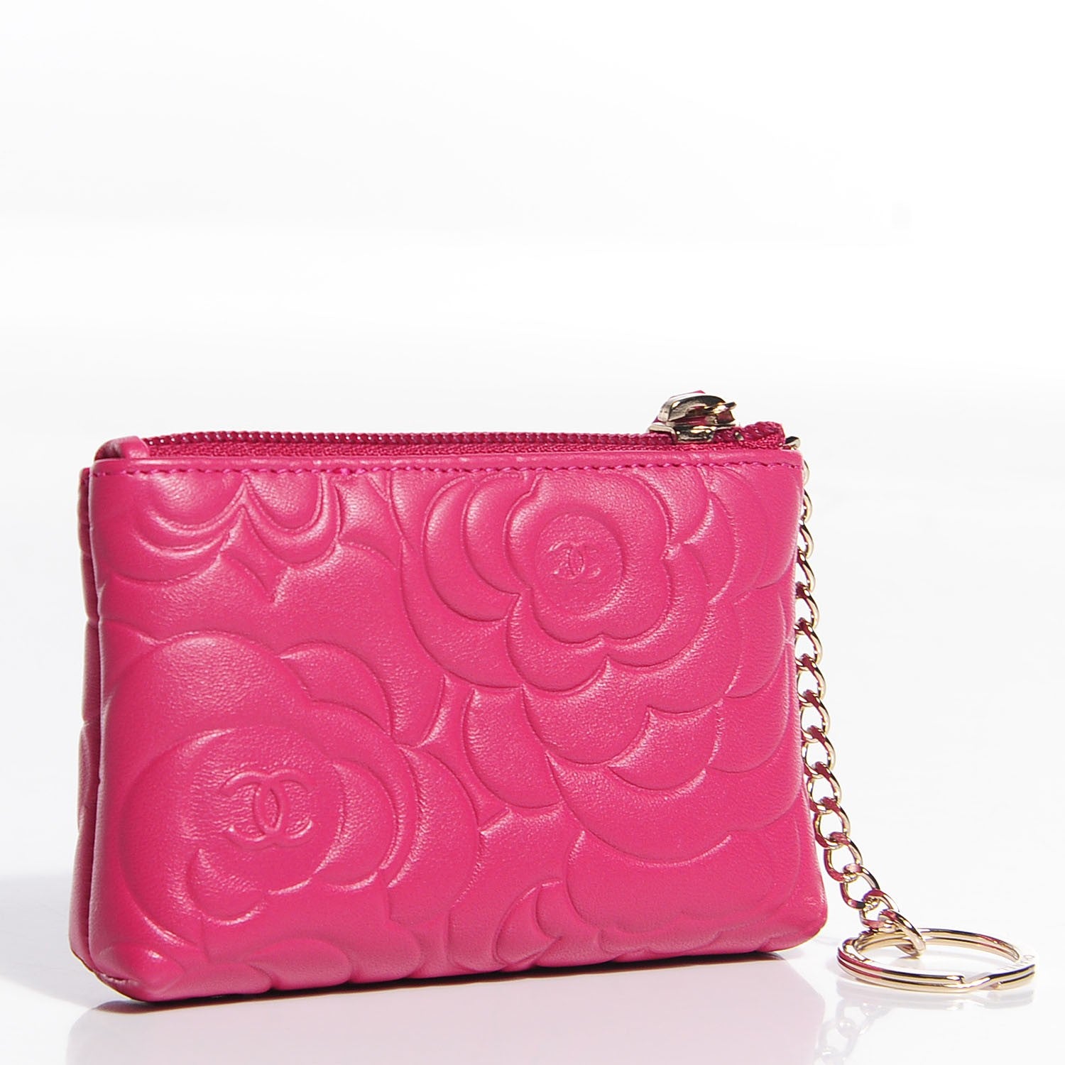 Chanel Lambskin Camellia Coin Purse Fuchsia 3 of 8