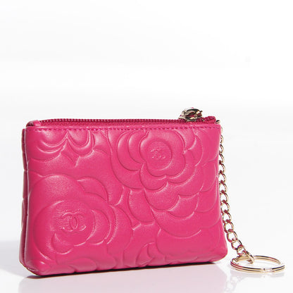 Chanel Lambskin Camellia Coin Purse Fuchsia 3 of 8