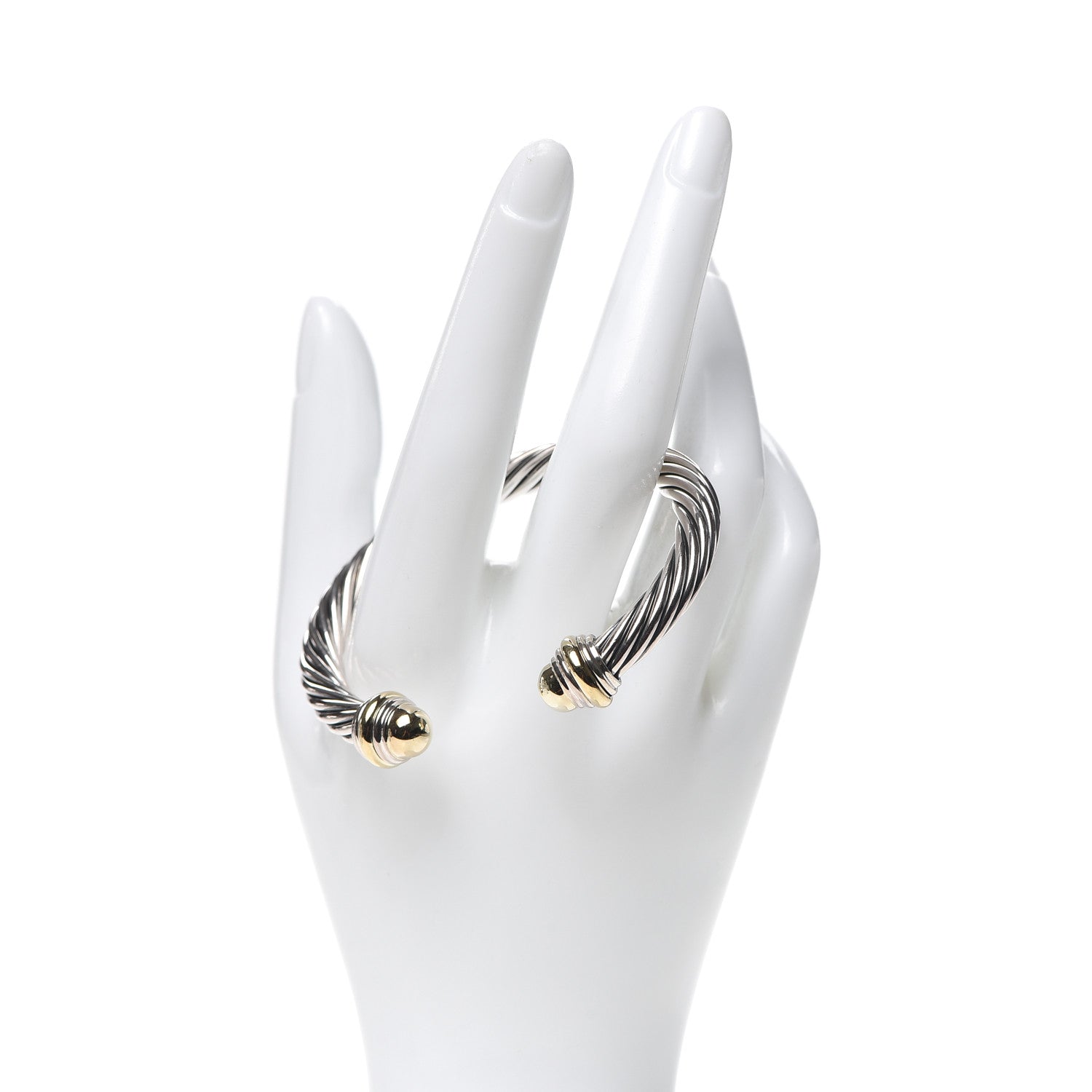 David Yurman Sterling Silver 14K Yellow Gold 7mm Cable Classics Bracelet 2 of 5