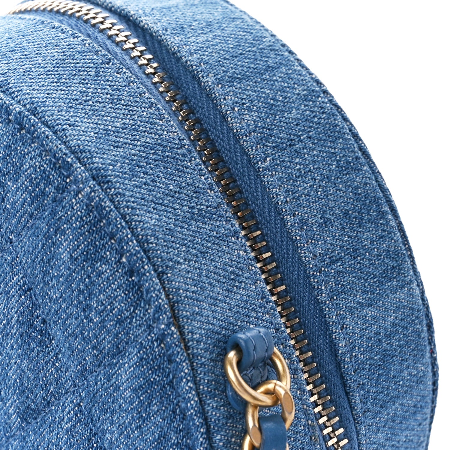 Chanel Denim Quilted Round Pearl Crush Clutch With Chain Blue 11 of 12