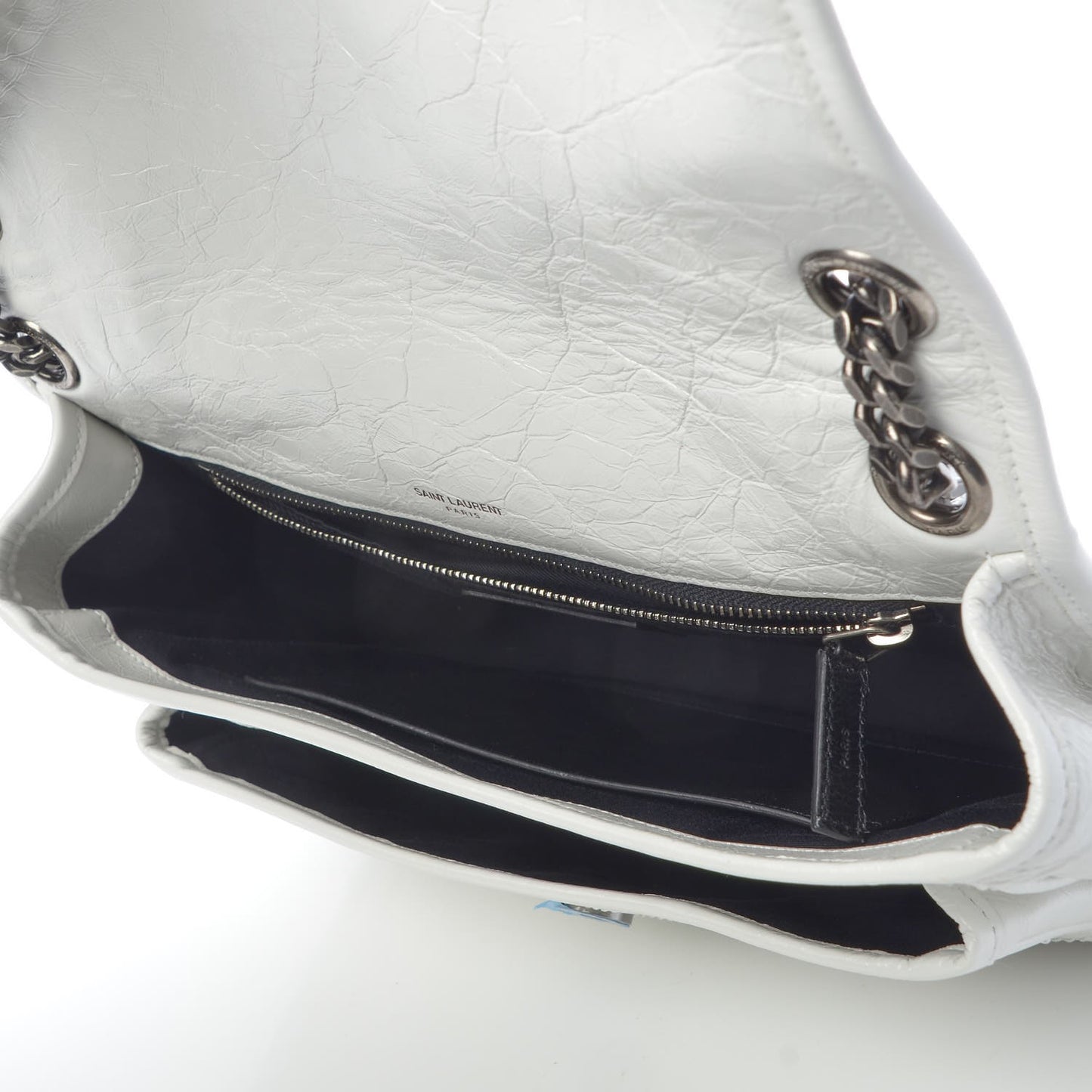 Crinkled Calfskin Matelasse Monogram Medium Niki Chain Satchel Dirty White