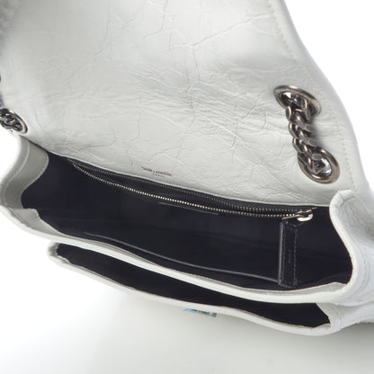 Saint Laurent Crinkled Calfskin Matelasse Monogram Medium Niki Chain Satchel Dirty White 6 of 11