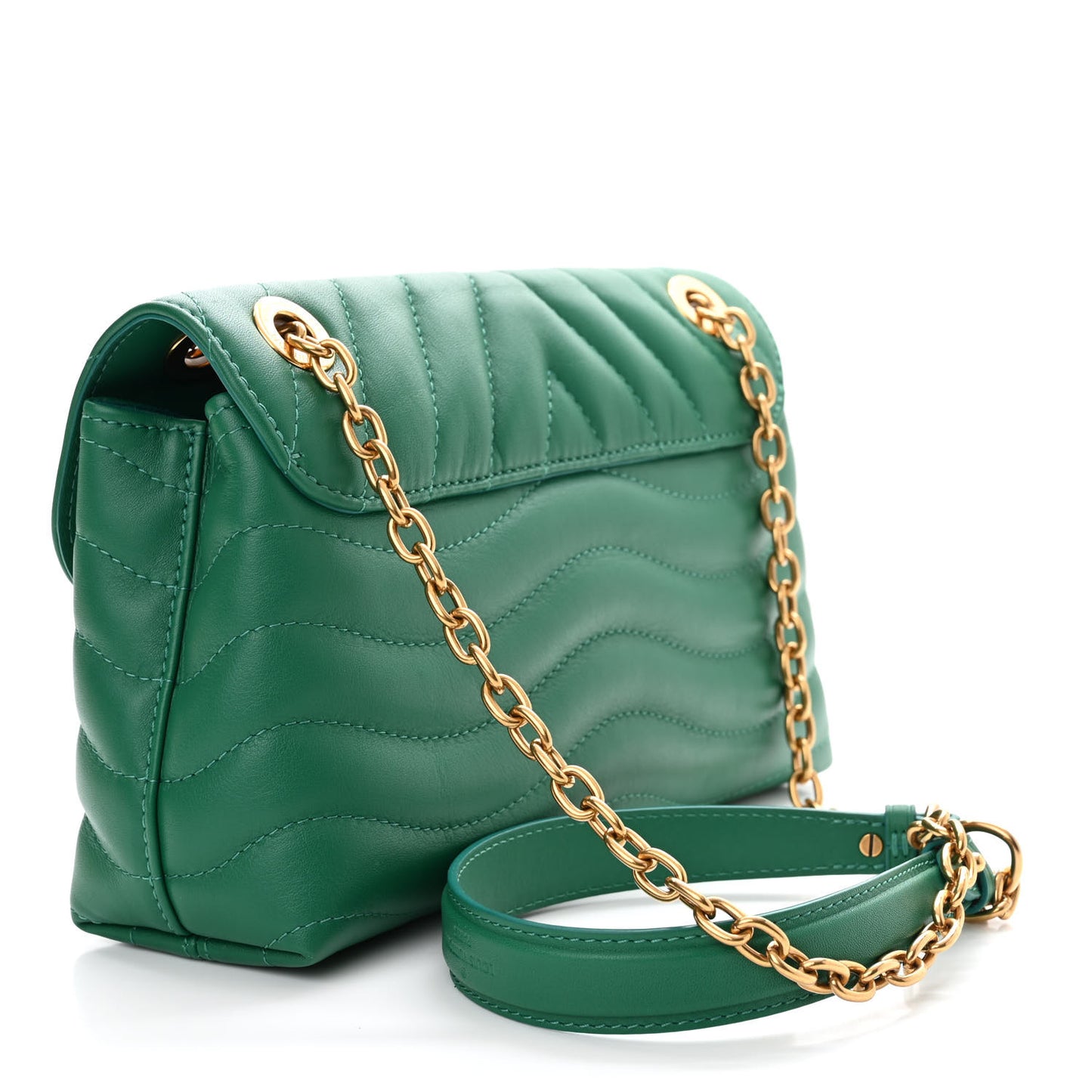 Calfskin New Wave Chain Bag MM NM Emerald