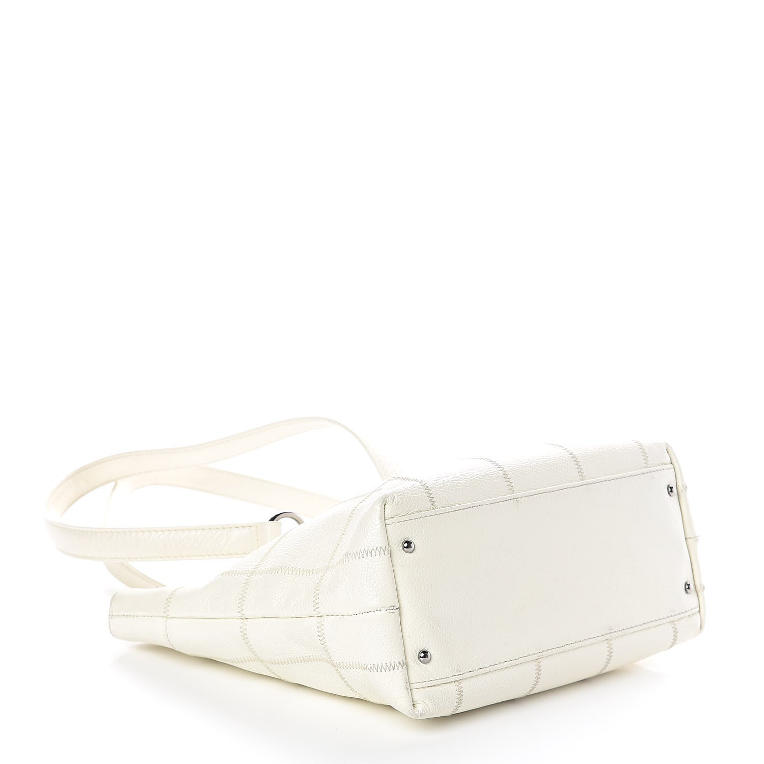 Chanel Caviar Square Stitched Tote White 5 of 13