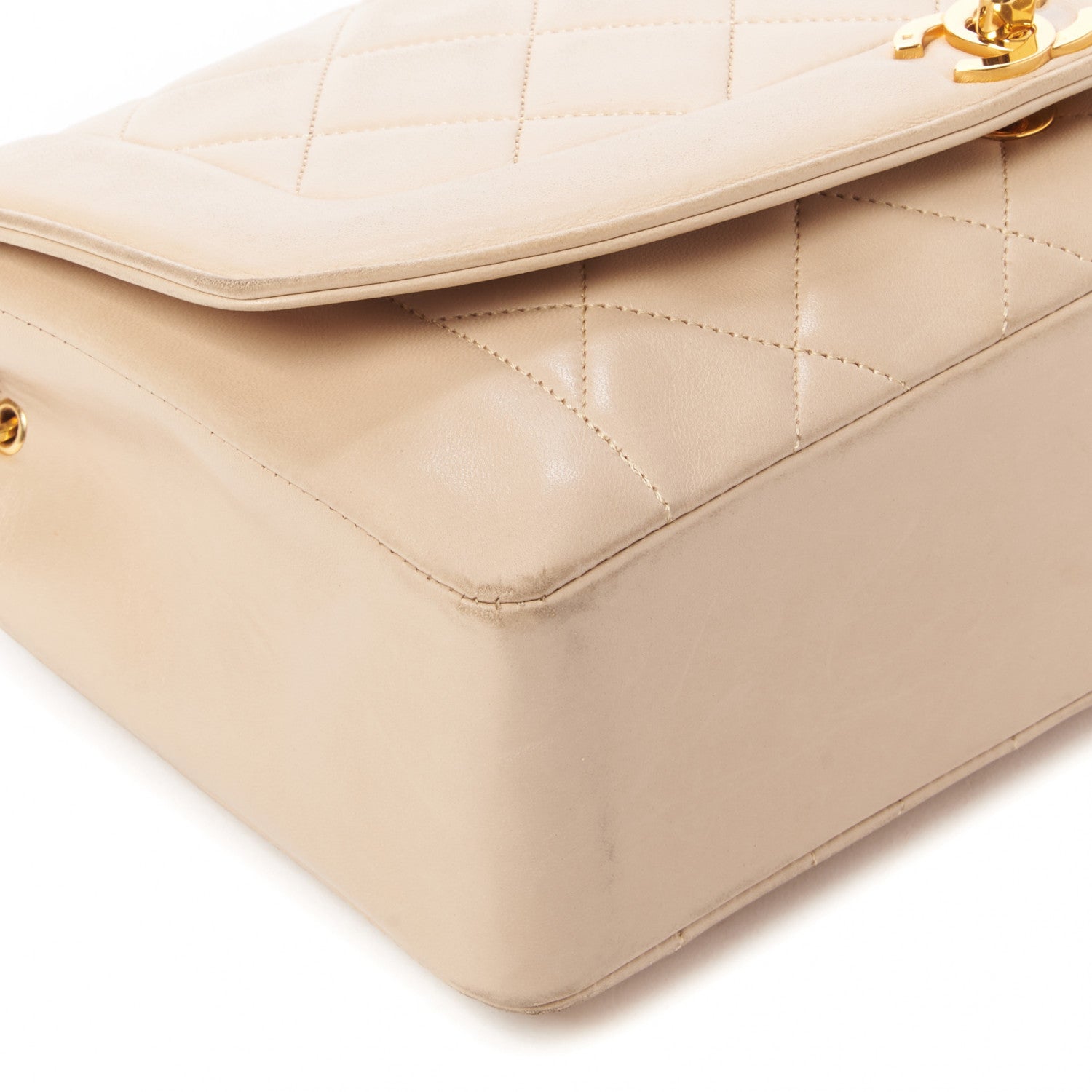 Chanel Lambskin Quilted Medium Single Flap Beige 9 of 12