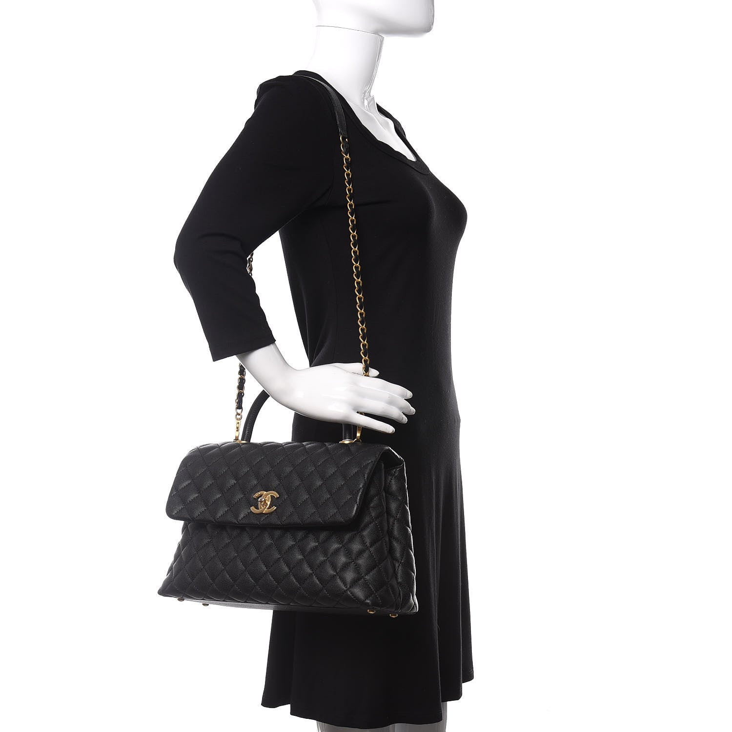 Chanel Caviar Quilted Medium Coco Handle Flap Black 2 of 11