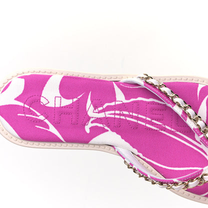 Chanel Cotton Lambskin CC Chain Thong Sandals 36 Pink Ecru 8 of 9