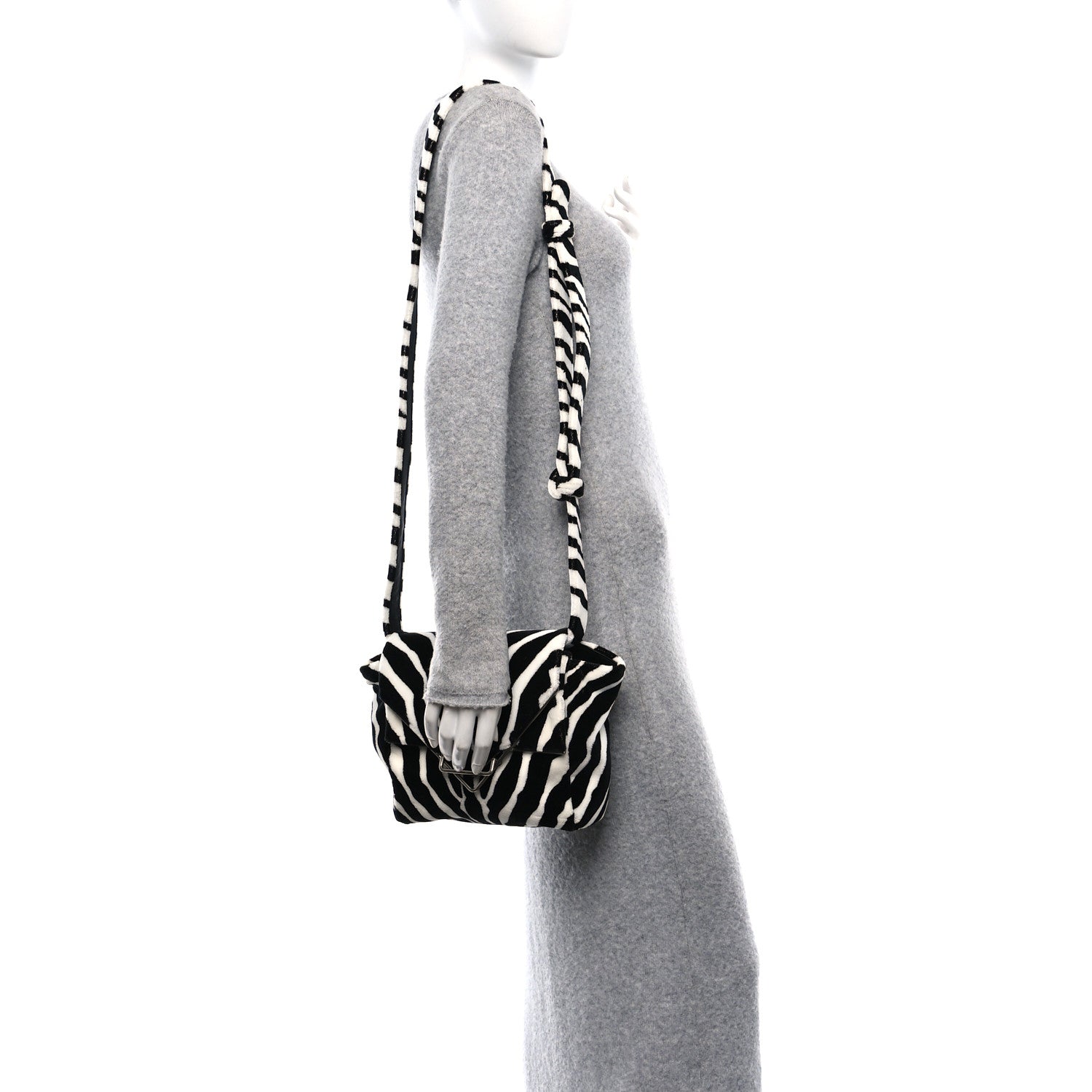 Bottega Veneta Tufted Zebra Clip Bag Black White 3 of 10