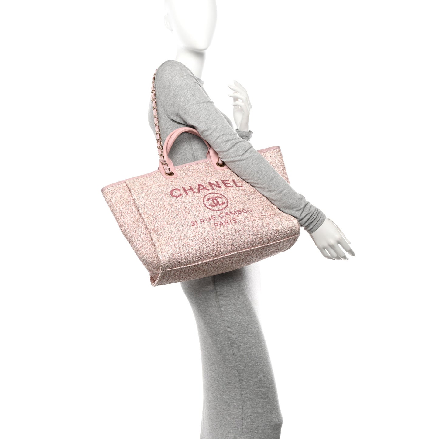 Lurex Boucle Deauville Medium Tote Pink