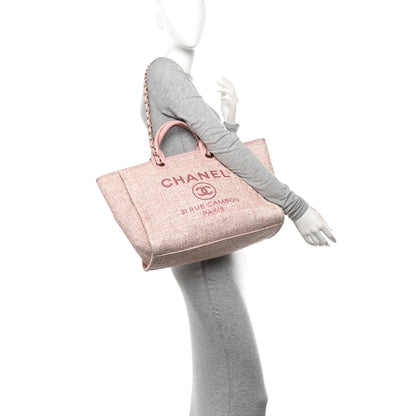 Chanel Lurex Boucle Deauville Medium Tote Pink 2 of 15