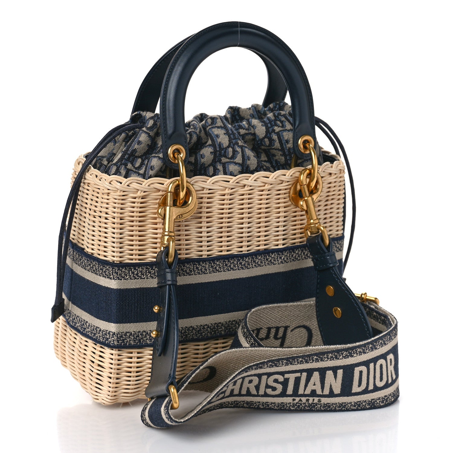 Christian Dior Wicker Oblique Medium Lady Dior Bag Blue 3 of 8