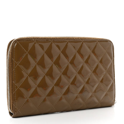Chanel Patent Quilted Large Zip Around Organizer Wallet Brown 3 of 9