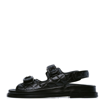 Chanel Lambskin Velcro Dad Sandals 38 Black 1 of 4