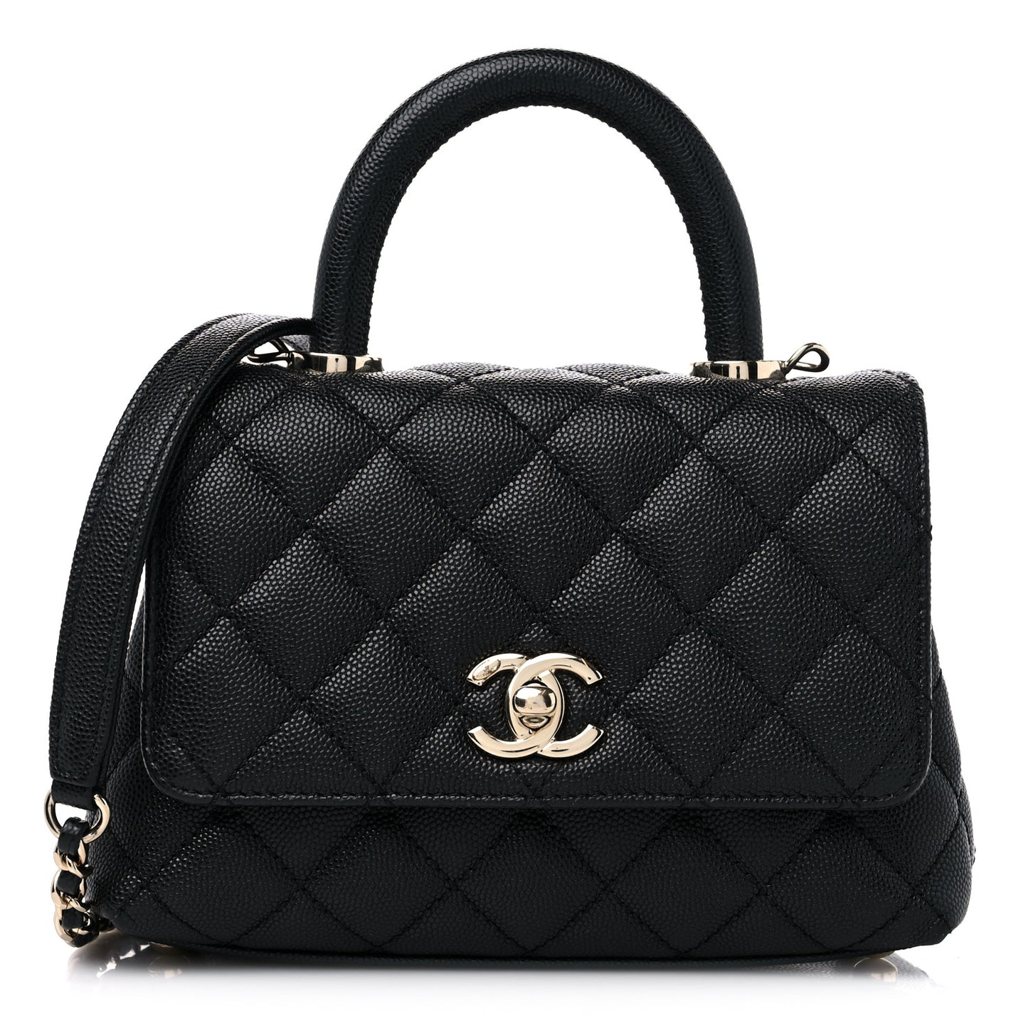 Caviar Quilted Extra Mini Coco Handle Flap Black