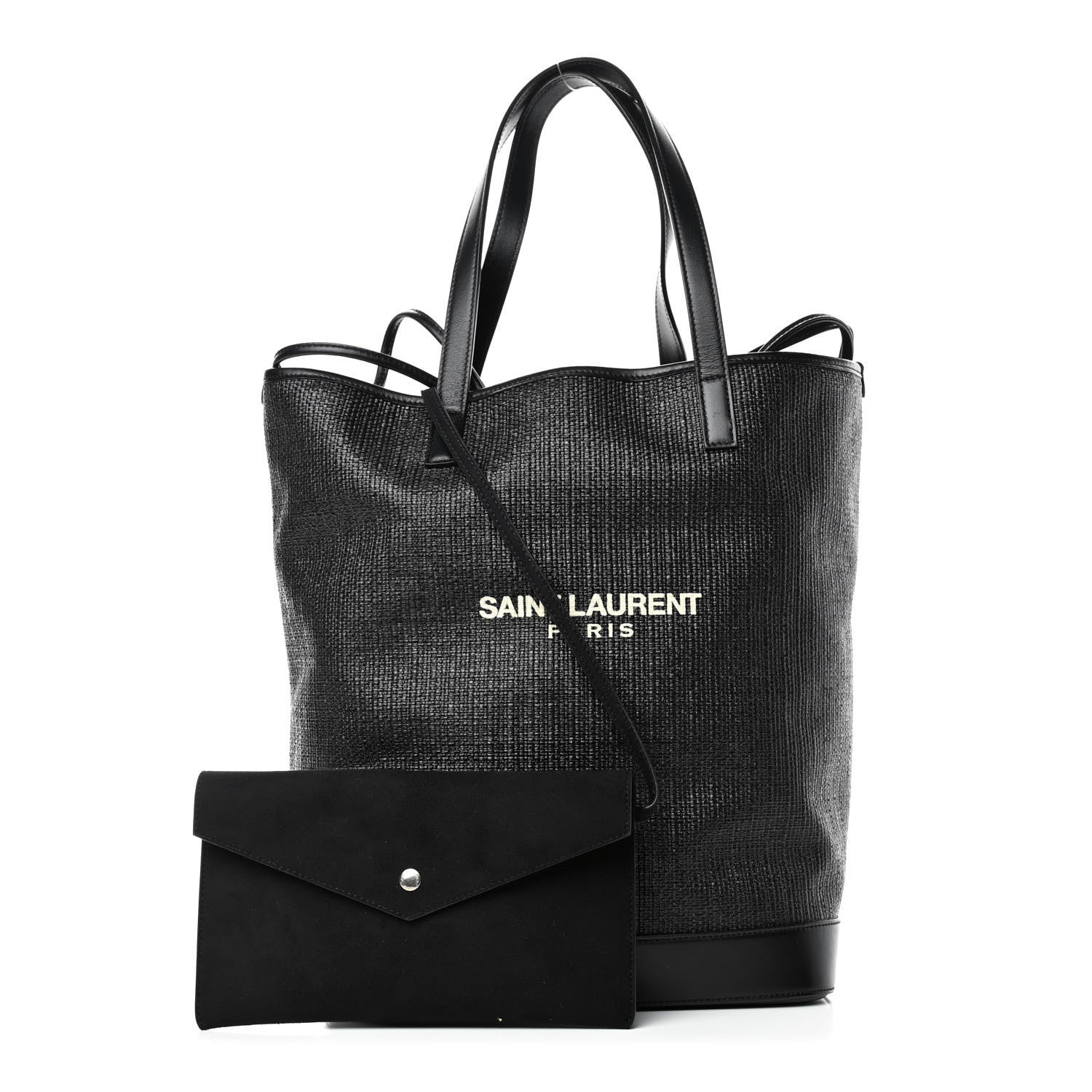 Saint Laurent Linen Canvas Teddy Shopping Bag Black 1 of 4