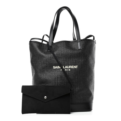 Saint Laurent Linen Canvas Teddy Shopping Bag Black 1 of 4