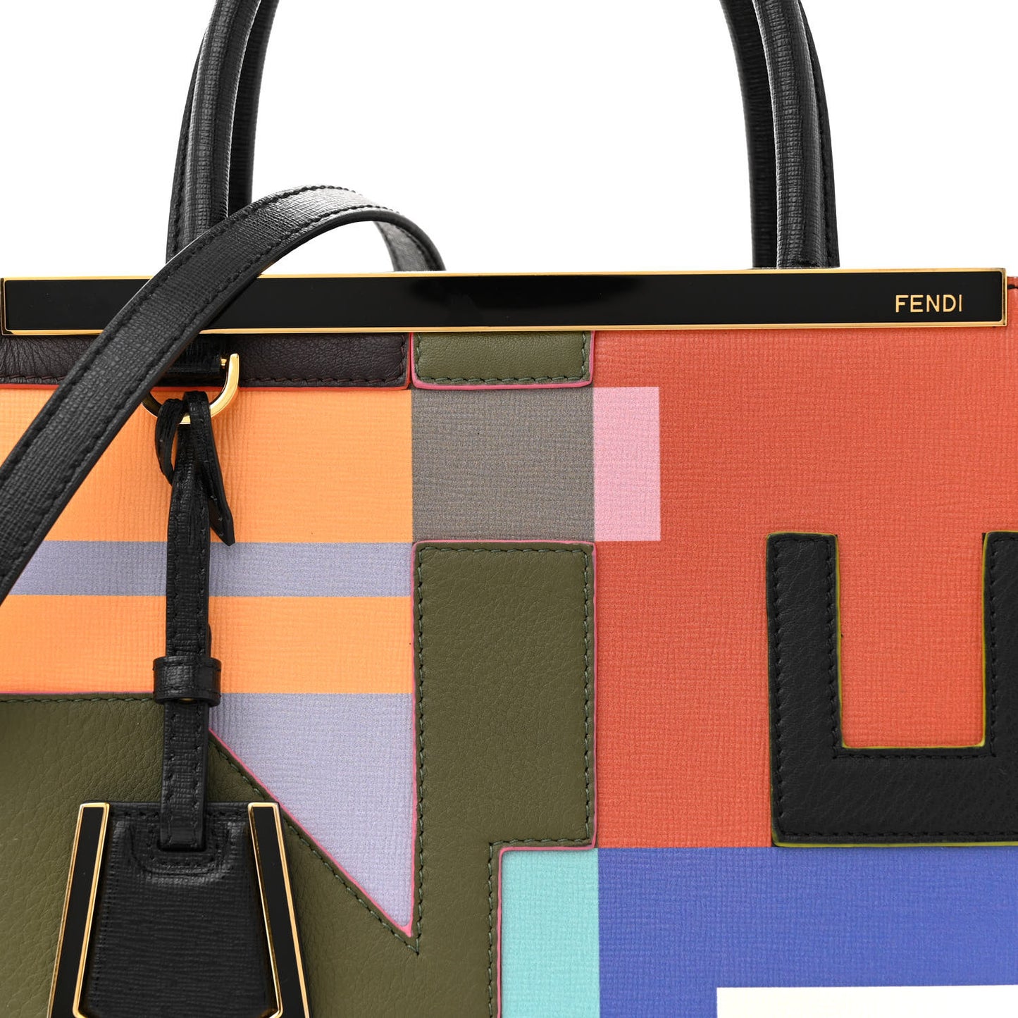 Vitello Elite Geometric Logo Petite 2Jours Tote Multicolor