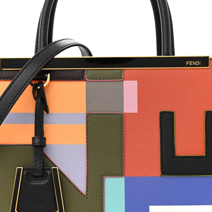 Fendi Vitello Elite Geometric Logo Petite 2Jours Tote Multicolor 7 of 14