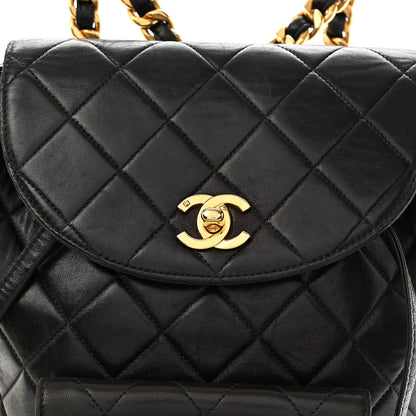 Chanel Lambskin Quilted Drawstring Backpack Black 9 of 12