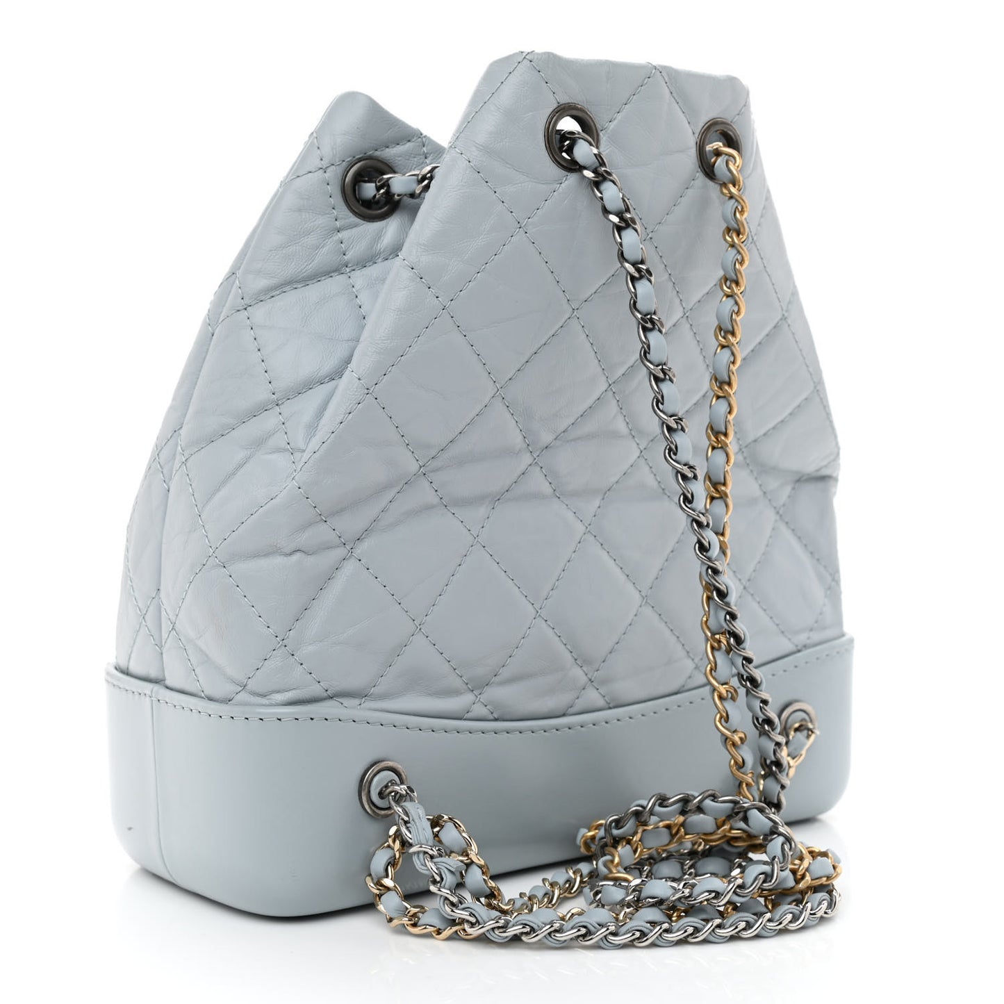 Aged Calfskin Quilted Small Gabrielle Backpack Light Blue