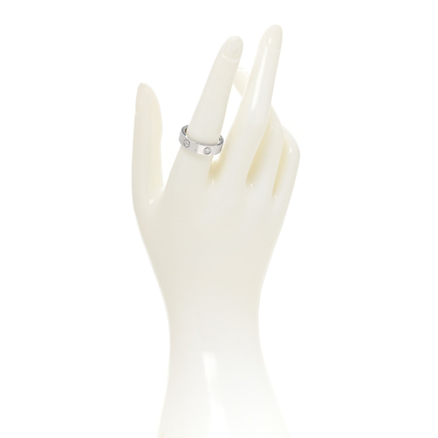 Cartier 18K White Gold 3 Diamond 5.5mm LOVE Ring 58 8.25 2 of 5
