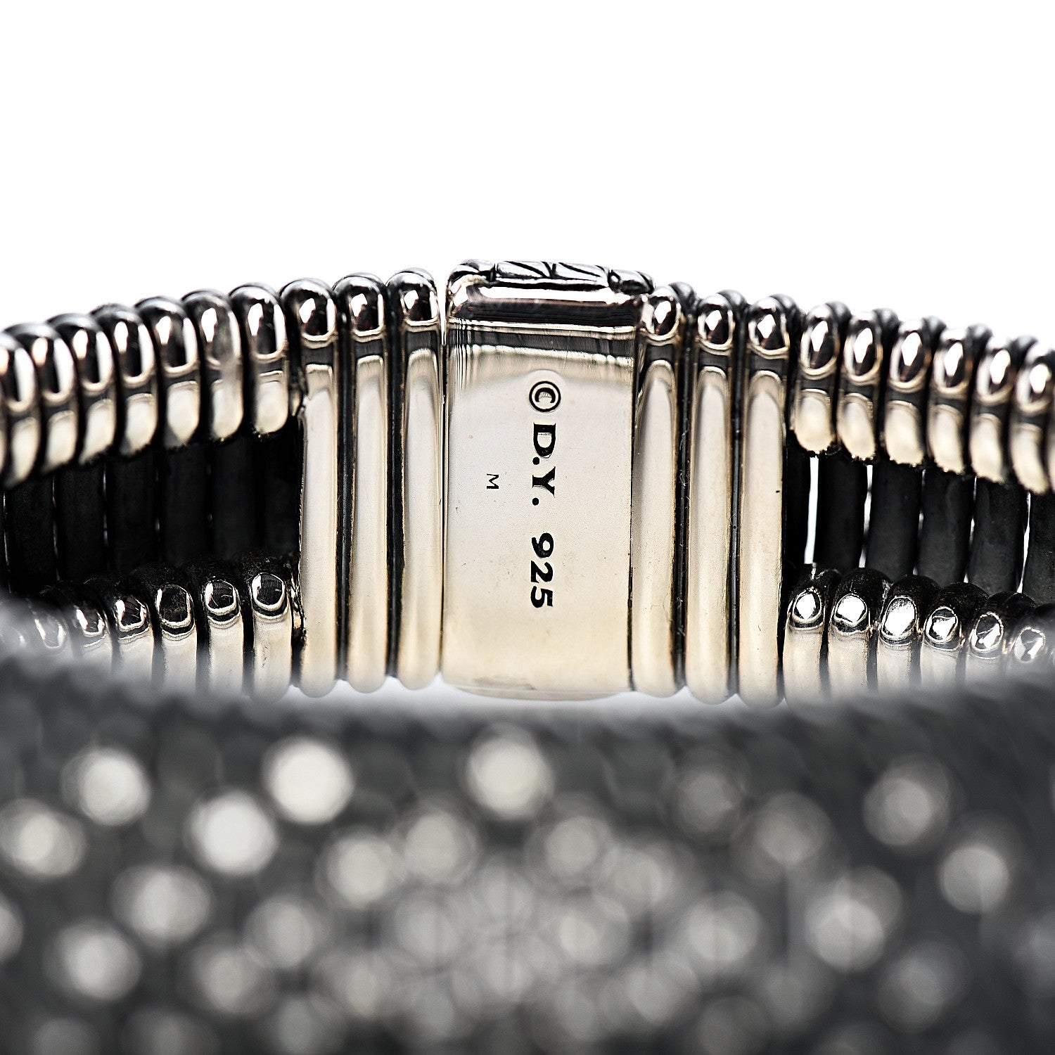 David Yurman Darkened Sterling Silver Diamond 20mm Tempo Bracelet 4 of 4