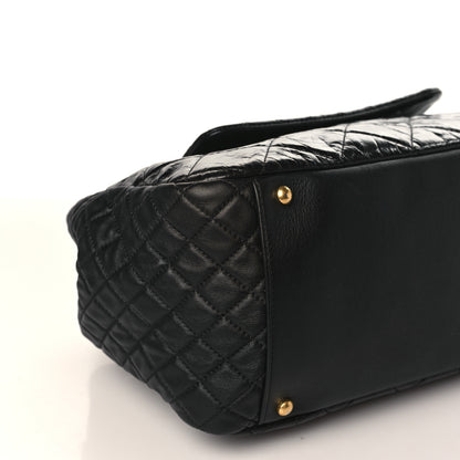 Chanel Glazed Crinkled Lambskin Large East West Flap Black 7 of 8