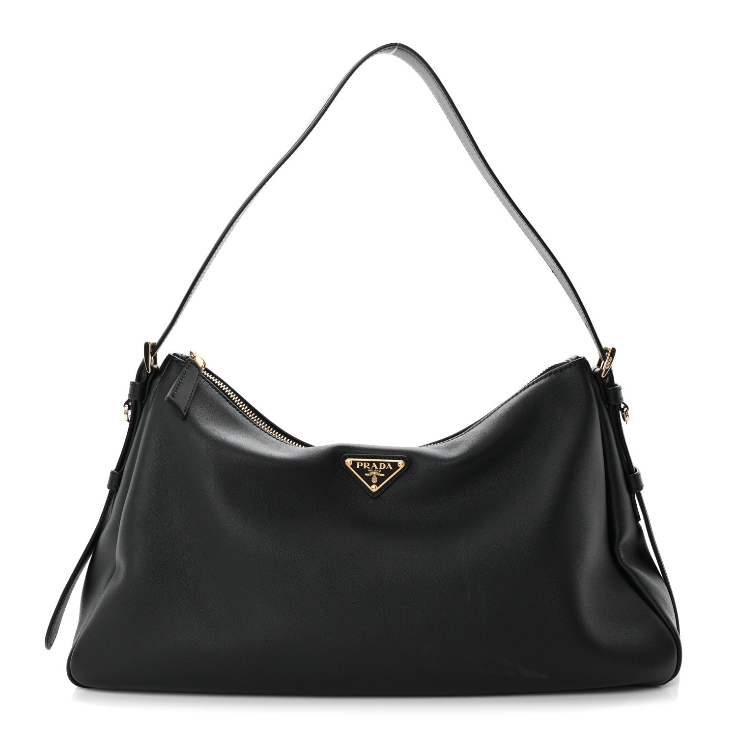 Prada Soft Calfskin Large Aimée Shoulder Bag Black 1 of 10