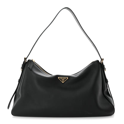 Prada Soft Calfskin Large Aimée Shoulder Bag Black 1 of 10