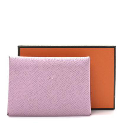 Hermes Epsom Calvi Duo Card Case Mauve Sylvestre 10 of 10