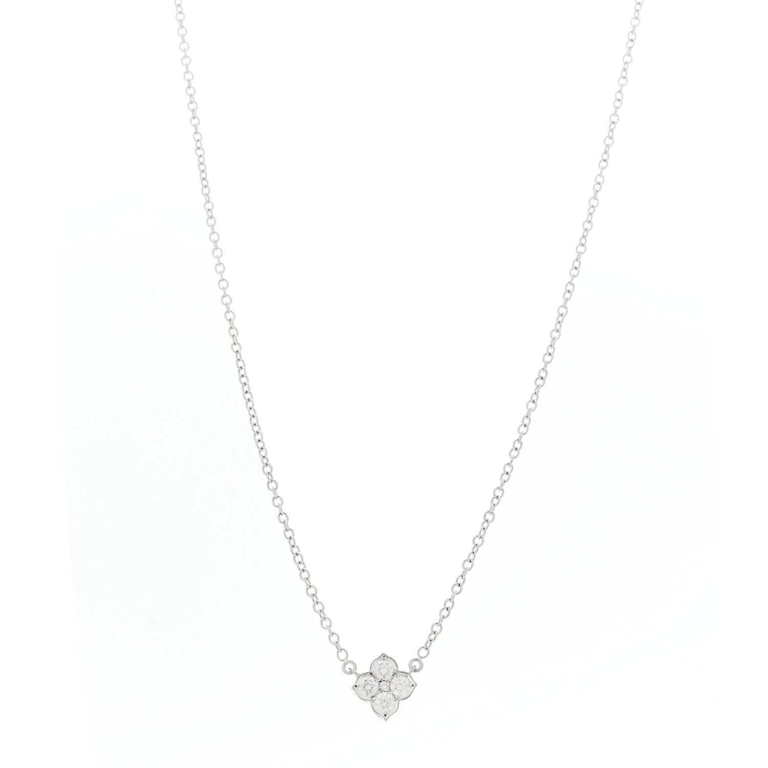 Cartier 18K White Gold Diamond .45ctw Hindu Floral Pendant Necklace 1 of 6