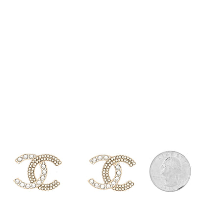 Chanel Crystal Pearl CC Earrings Gold 2 of 4