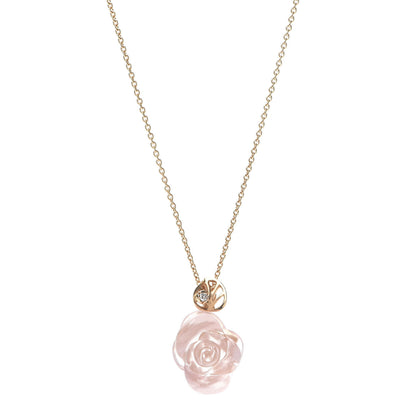 Christian Dior 18K Rose Gold Diamond Rose Quartz Pre Catelan Pendant Necklace 1 of 6