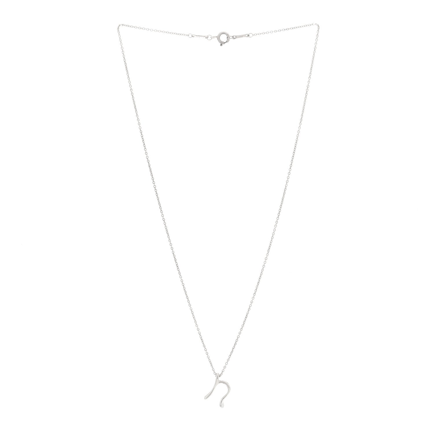 Tiffany Sterling Silver Elsa Peretti Letter N Pendant Necklace 3 of 4
