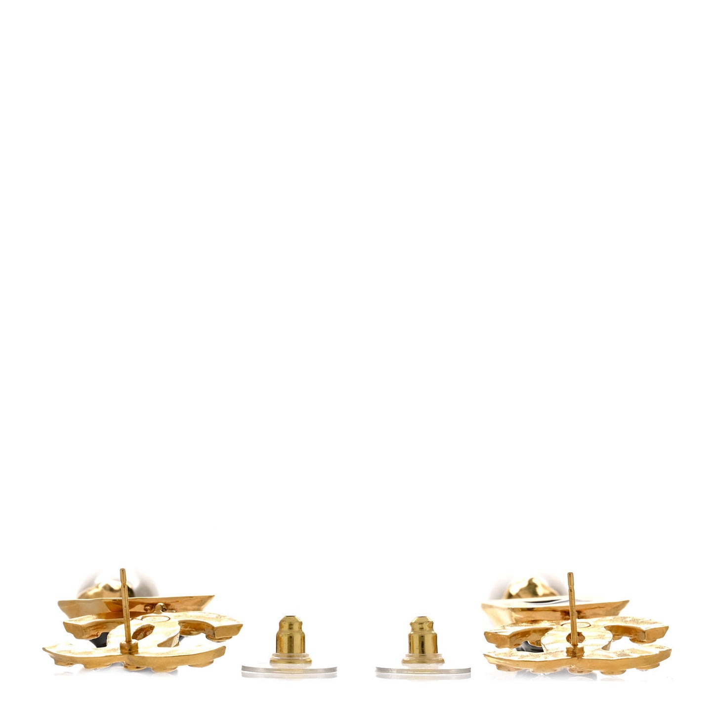 Crystal Pearl CC Drop Earrings Gold White Black