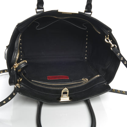 Valentino Garavani Vitello Rockstud Double Handle Tote Black 5 of 7