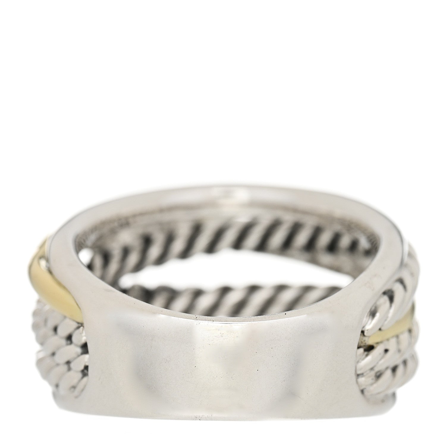 David Yurman Sterling Silver 14K Yellow Gold Narrow Crossover Ring 61 9.5 3 of 4