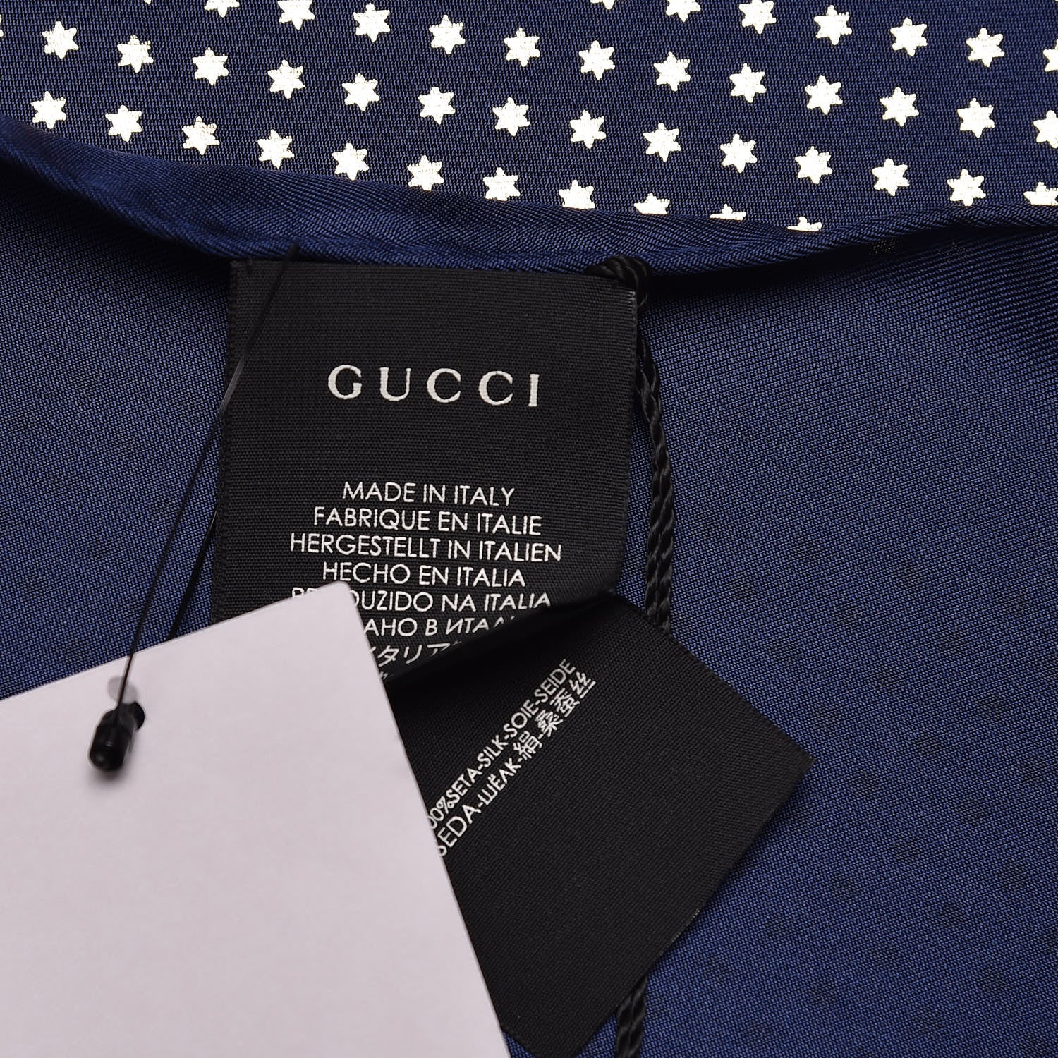 Gucci X SEGA Silk Twill GUCCY Stars Square Scarf Sapphire 4 of 5