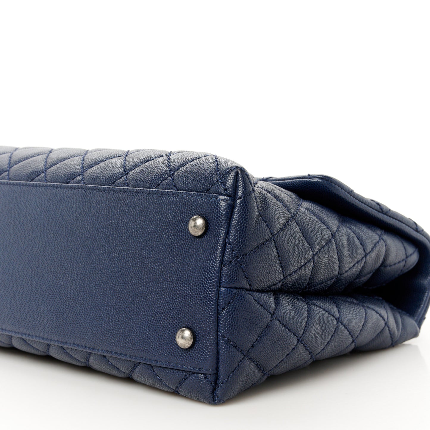 Caviar Quilted Medium Coco Handle Flap Navy Blue