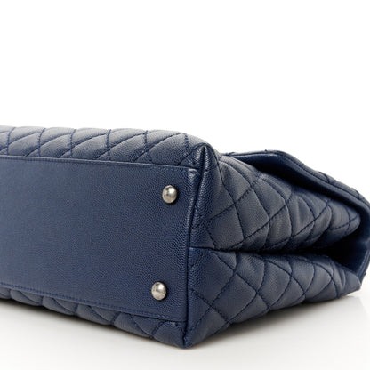 Chanel Caviar Quilted Medium Coco Handle Flap Navy Blue 11 of 12