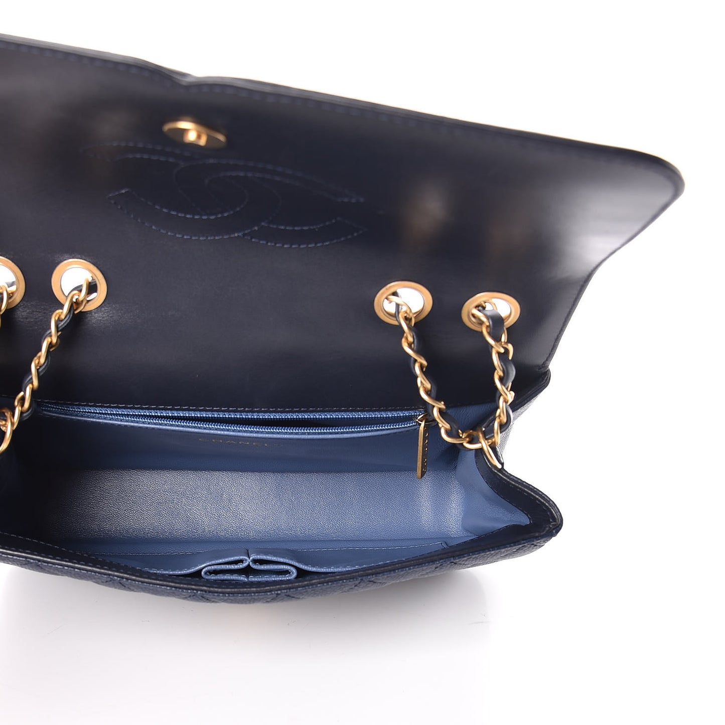 Caviar Quilted Medium CC Filigree Flap Navy Black