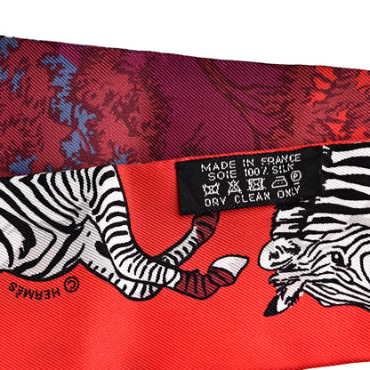 Hermes Silk Les Zebres Twilly Rouge Bleu Noir 2 of 3