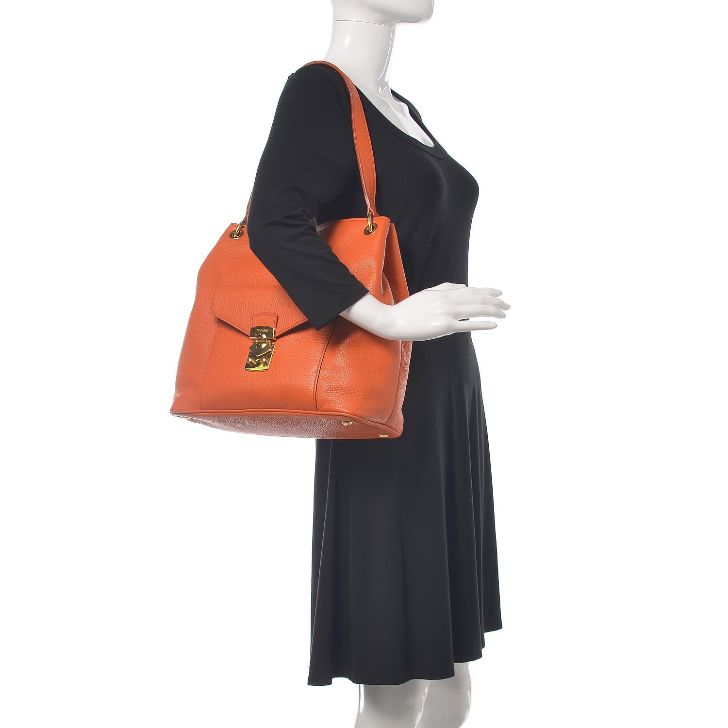 Miu Miu Vitello Phenix Shoulder Bag Papaya 2 of 10