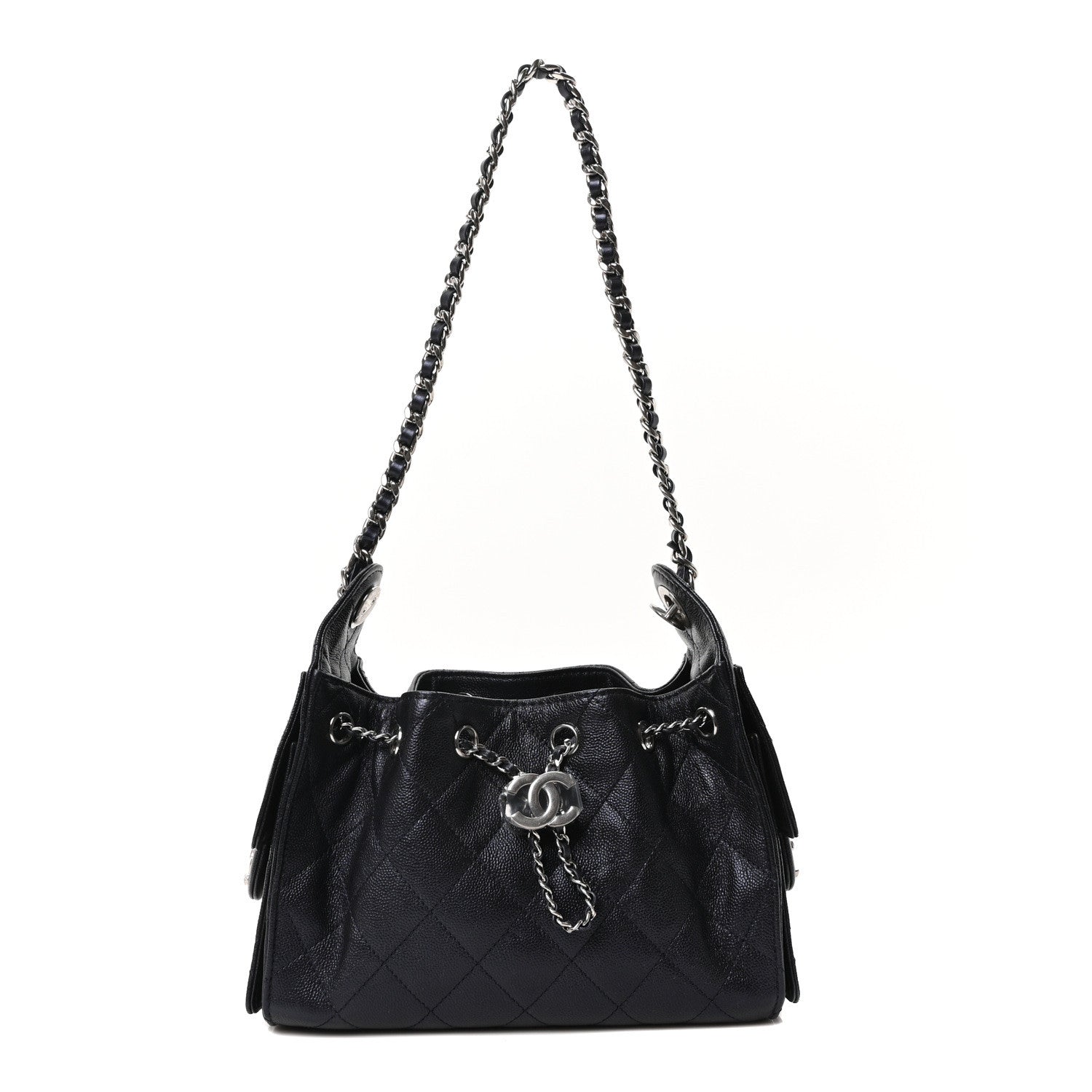 Chanel Metallic Caviar Quilted Mini Chanel 25 Handbag Dark Blue 1 of 11