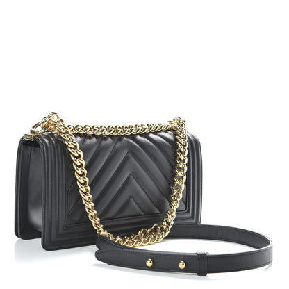 Chanel Calfskin Chevron Quilted Medium Boy Flap Black 3 of 11